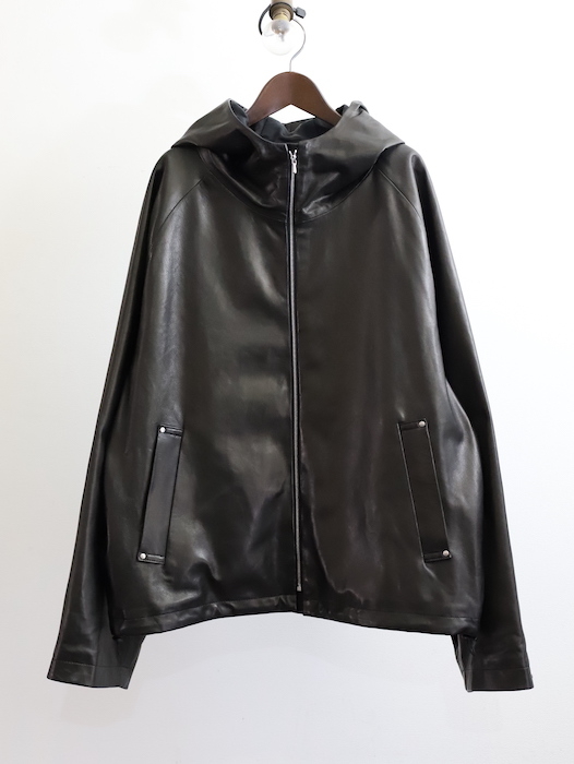 stein ] LEATHER HOODED SHORT JACKET - spares