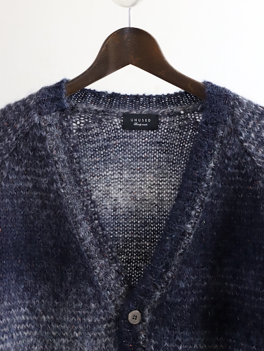 UNUSED ] MOHAIR CARDIGAN NAVY GRAY - spares